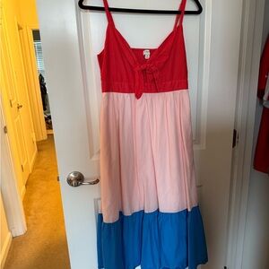 J. Crew Colorblock tie-front cutout midi dress